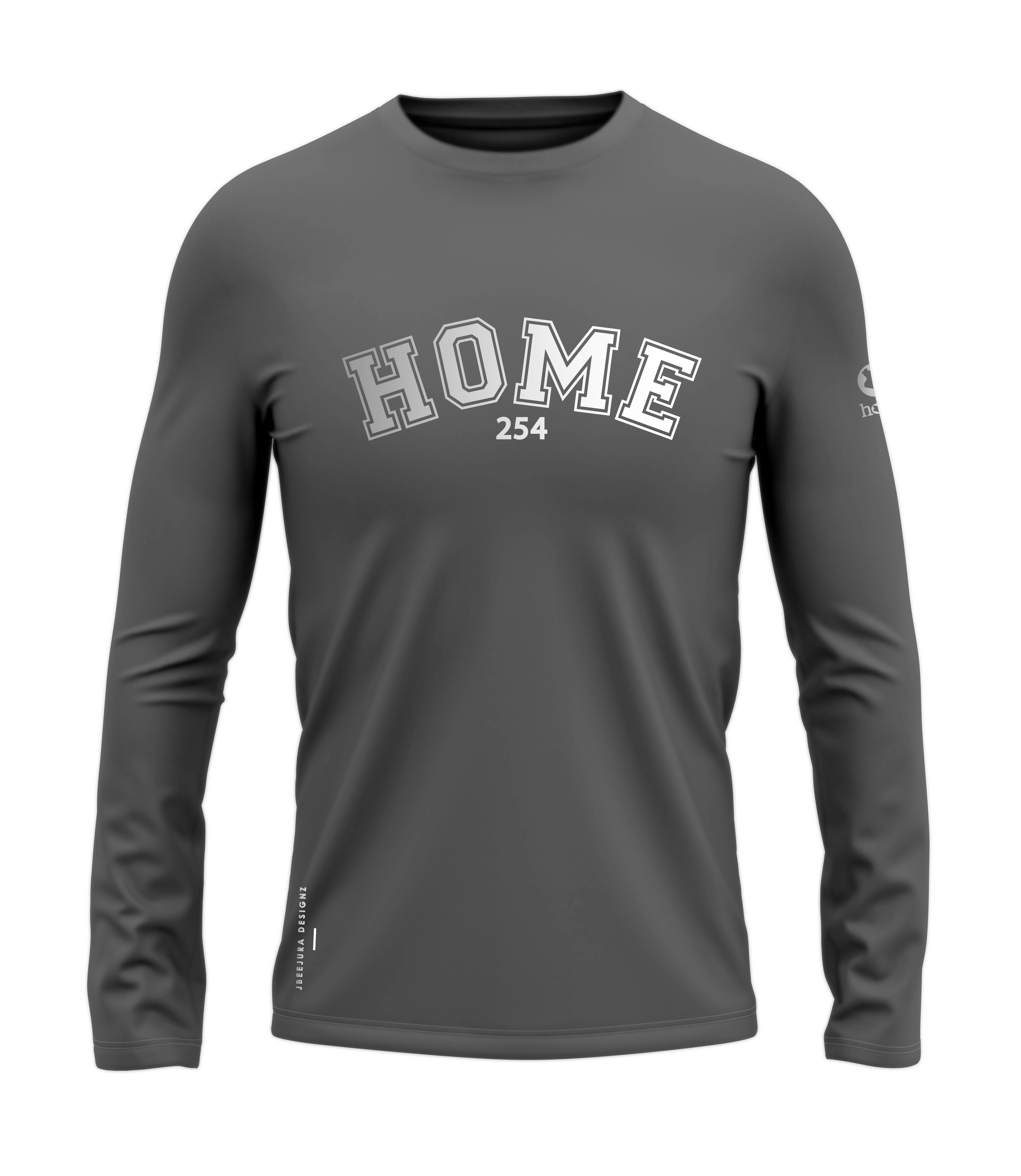 home_254 LONG-SLEEVED SAGE T-SHIRT WITH A SILVER COLLEGE PRINT – COTTON PLUS FABRIC