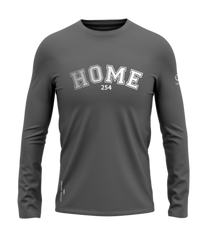 home_254 LONG-SLEEVED SAGE T-SHIRT WITH A SILVER COLLEGE PRINT – COTTON PLUS FABRIC