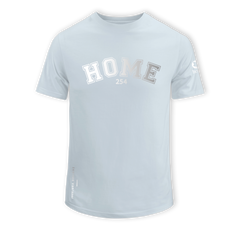 home_254 SHORT-SLEEVED SKY-BLUE T-SHIRT WITH A SILVER COLLEGE PRINT – COTTON PLUS FABRIC