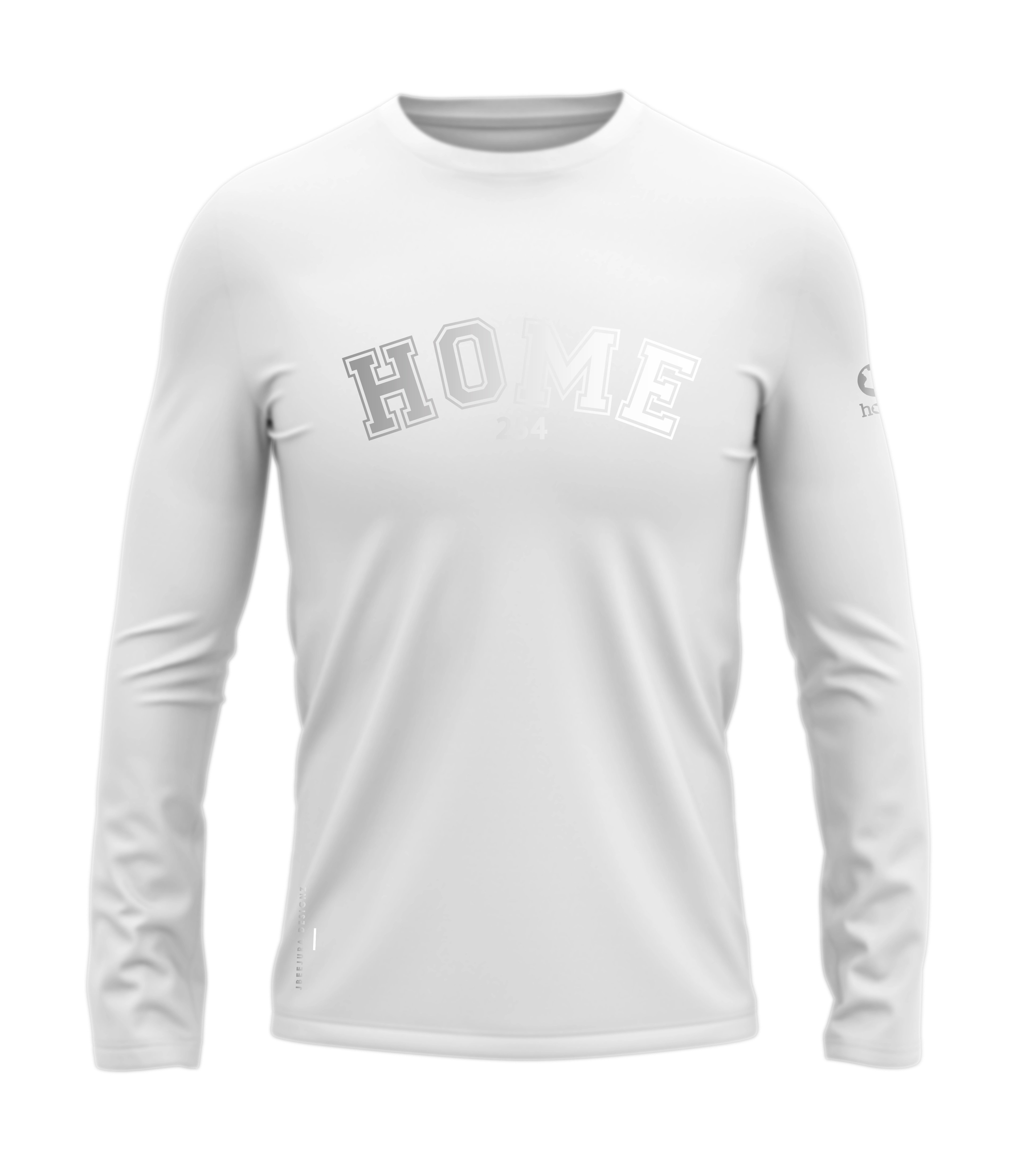 home_254 LONG-SLEEVED WHITE T-SHIRT WITH A SILVER COLLEGE PRINT – COTTON PLUS FABRIC