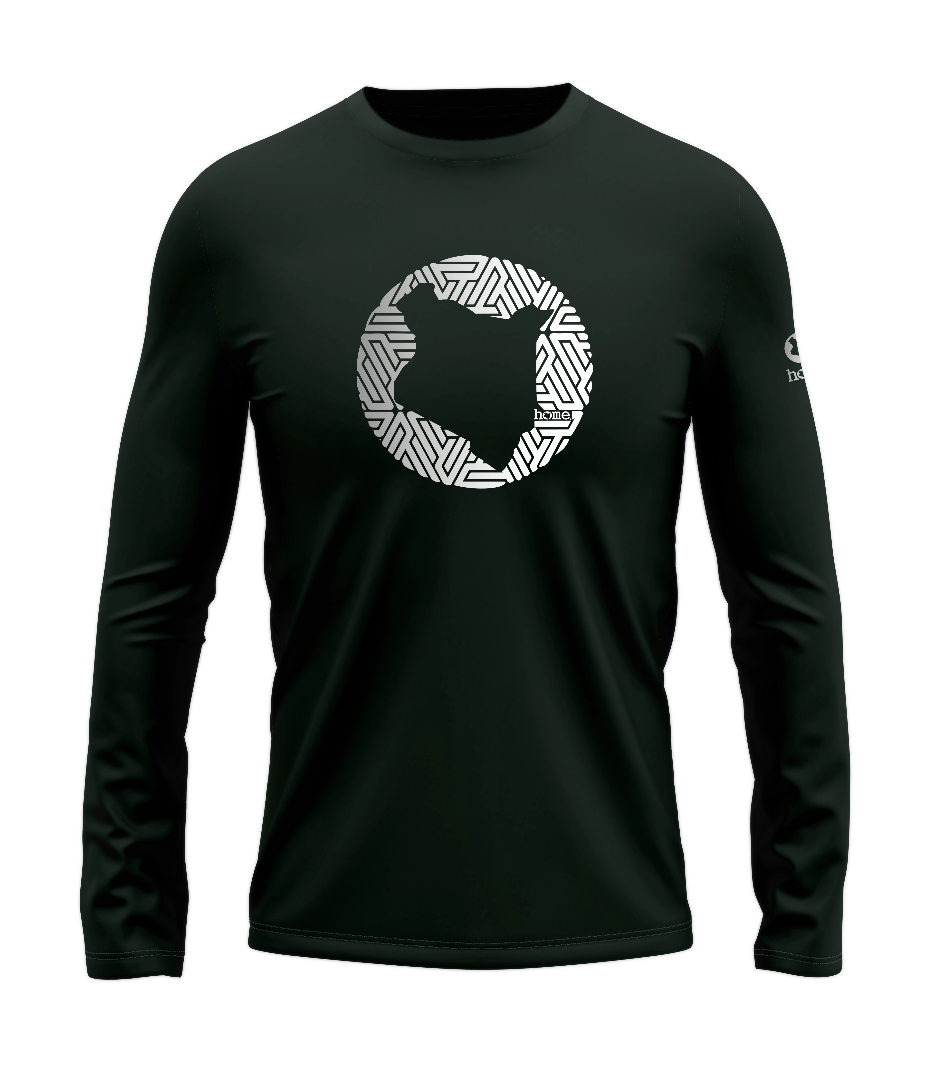 home_254 LONG-SLEEVED FOREST GREEN T-SHIRT WITH A SILVER MAP PRINT – COTTON PLUS FABRIC