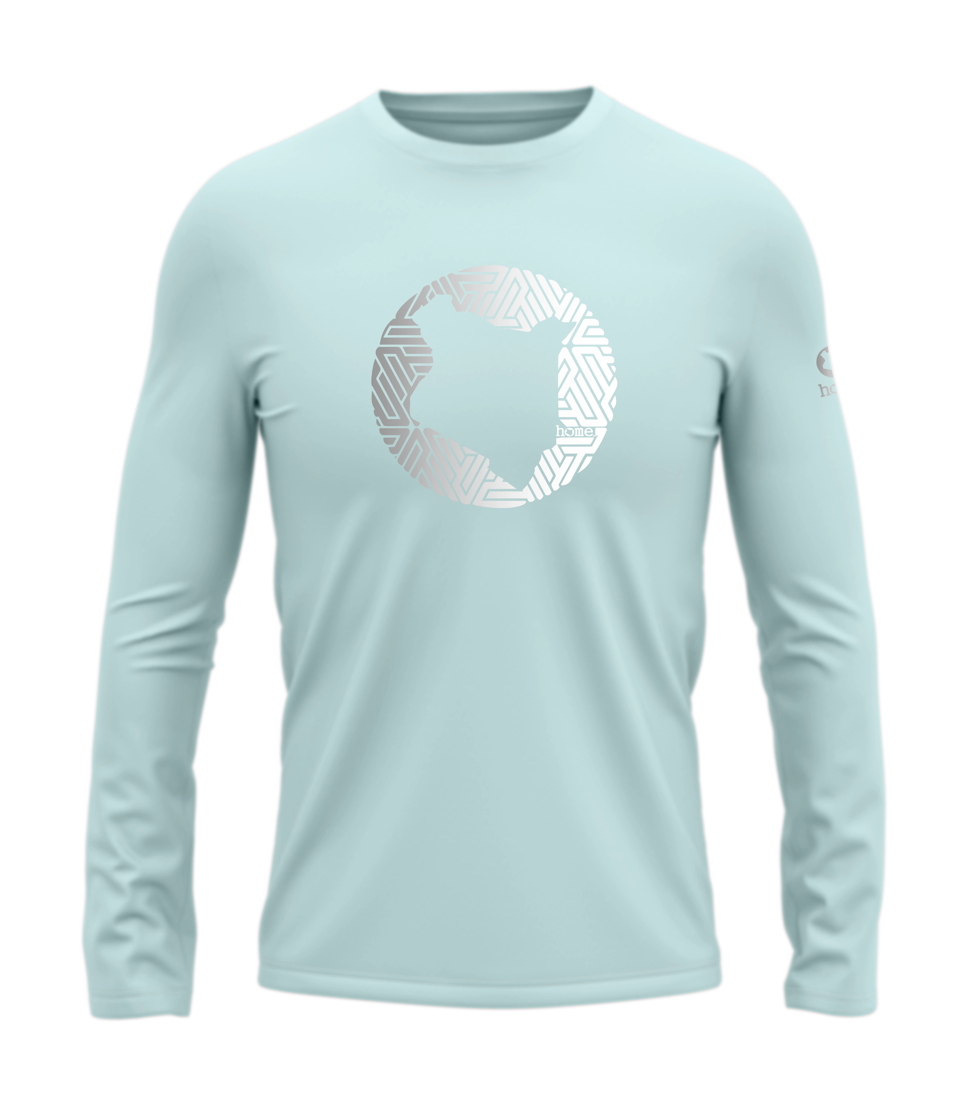 home_254 LONG-SLEEVED MISTY BLUE T-SHIRT WITH A SILVER MAP PRINT – COTTON PLUS FABRIC