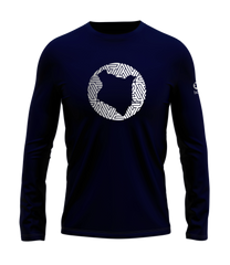 home_254 LONG-SLEEVED NAVY BLUE T-SHIRT WITH A SILVER MAP PRINT – COTTON PLUS FABRIC