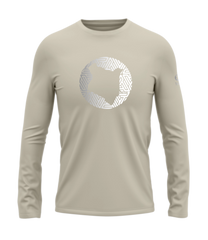 home_254 LONG-SLEEVED NUDE T-SHIRT WITH A SILVER MAP PRINT – COTTON PLUS FABRIC