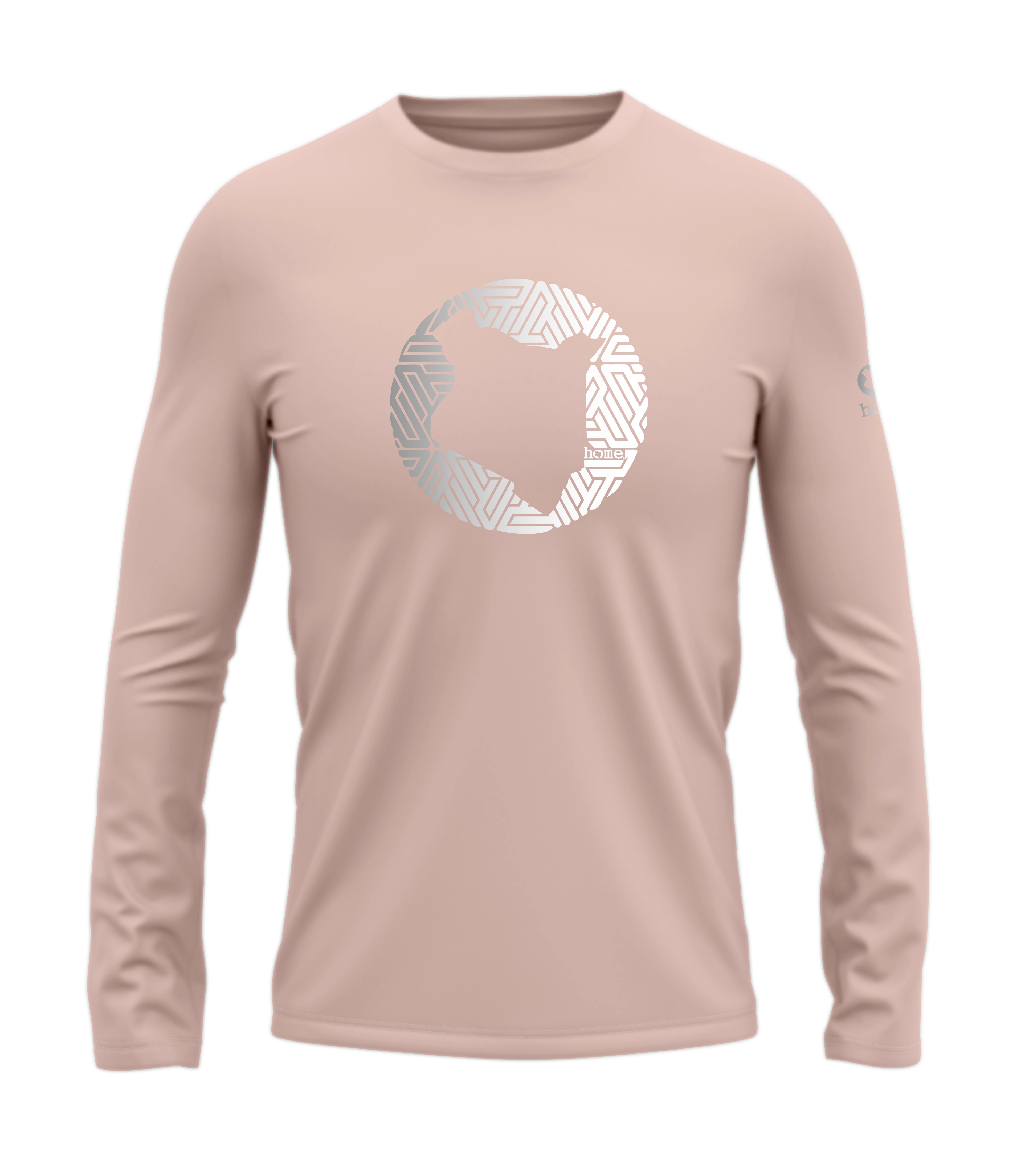 home_254 LONG-SLEEVED PEACH T-SHIRT WITH A SILVER MAP PRINT – COTTON PLUS FABRIC