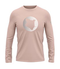 home_254 LONG-SLEEVED PEACH T-SHIRT WITH A SILVER MAP PRINT – COTTON PLUS FABRIC