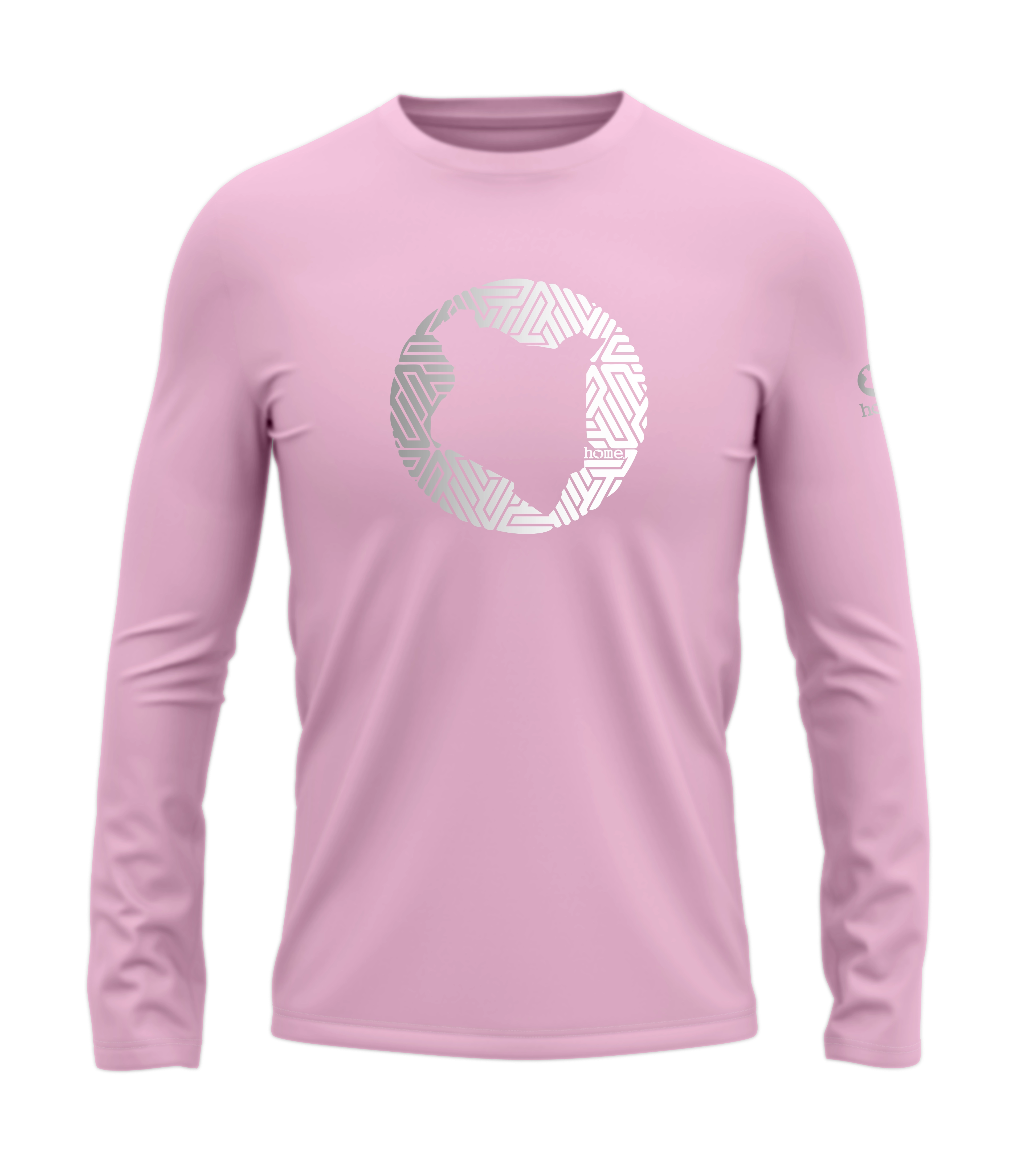 home_254 LONG-SLEEVED PINK T-SHIRT WITH A SILVER MAP PRINT – COTTON PLUS FABRIC
