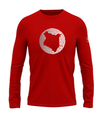 home_254 LONG-SLEEVED RED T-SHIRT WITH A SILVER MAP PRINT – COTTON PLUS FABRIC