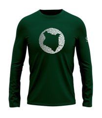 home_254 LONG-SLEEVED RICH GREEN T-SHIRT WITH A SILVER MAP PRINT – COTTON PLUS FABRIC