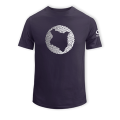 home_254 KIDS SHORT-SLEEVED RICH PURPLE T-SHIRT WITH A SILVER MAP PRINT – COTTON PLUS FABRIC