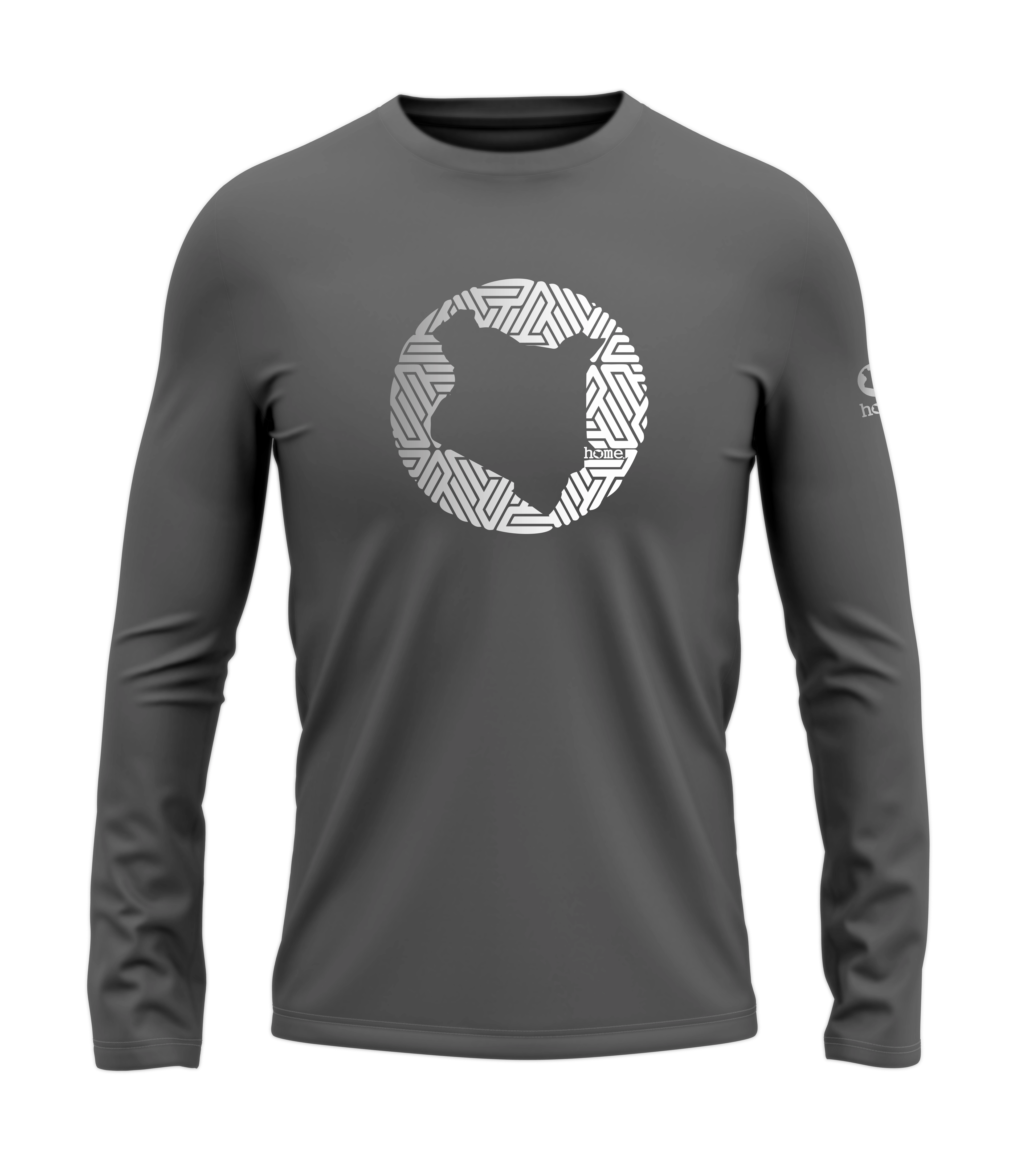 home_254 LONG-SLEEVED SAGE T-SHIRT WITH A SILVER MAP PRINT – COTTON PLUS FABRIC