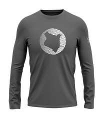home_254 LONG-SLEEVED SAGE T-SHIRT WITH A SILVER MAP PRINT – COTTON PLUS FABRIC