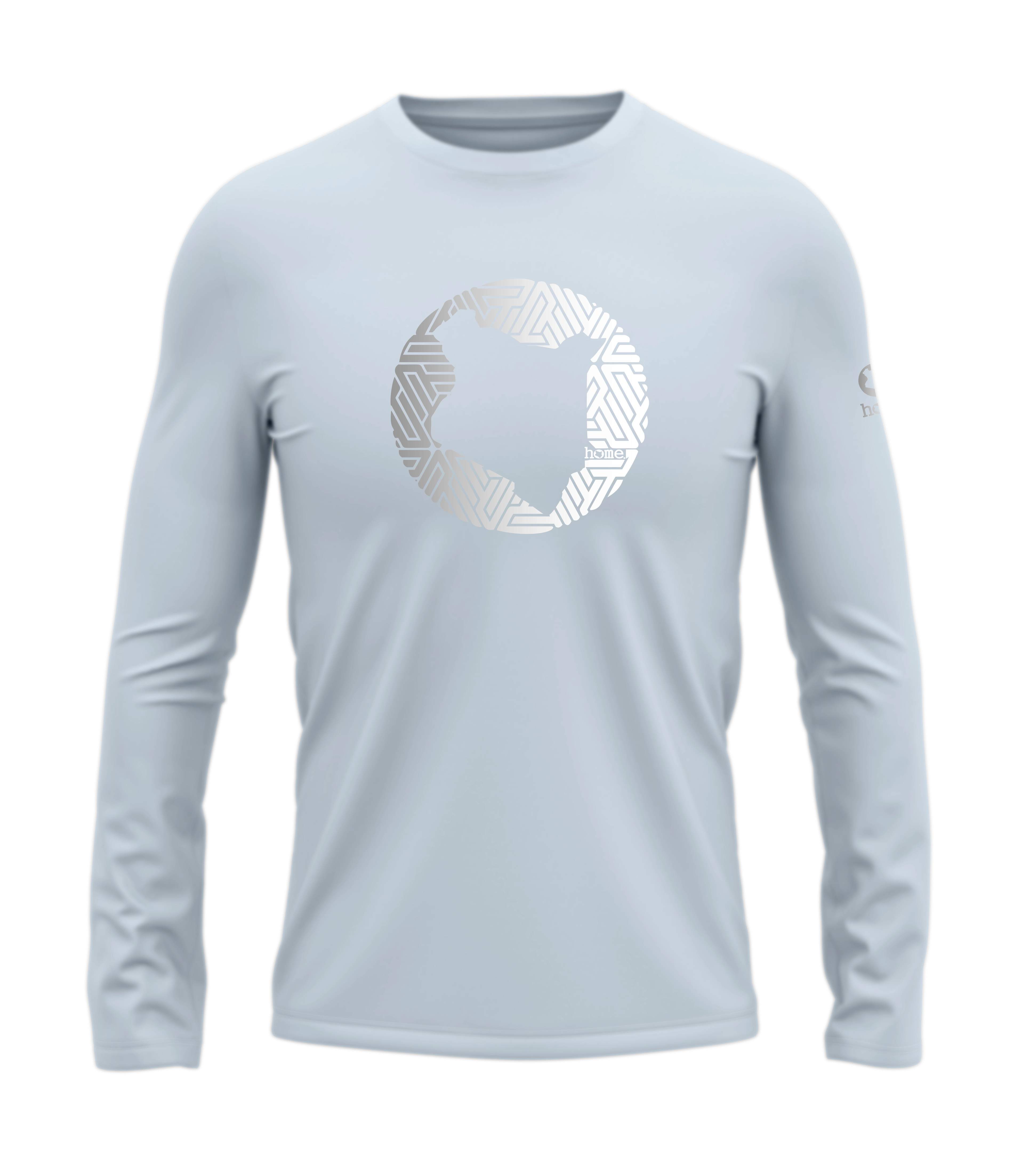home_254 LONG-SLEEVED SKY-BLUE T-SHIRT WITH A SILVER MAP PRINT – COTTON PLUS FABRIC