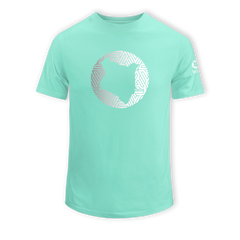 home_254 KIDS SHORT-SLEEVED TURQUOISE GREEN T-SHIRT WITH A SILVER MAP PRINT – COTTON PLUS FABRIC