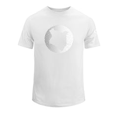 home_254 SHORT-SLEEVED WHITE T-SHIRT WITH A SILVER MAP PRINT – COTTON PLUS FABRIC