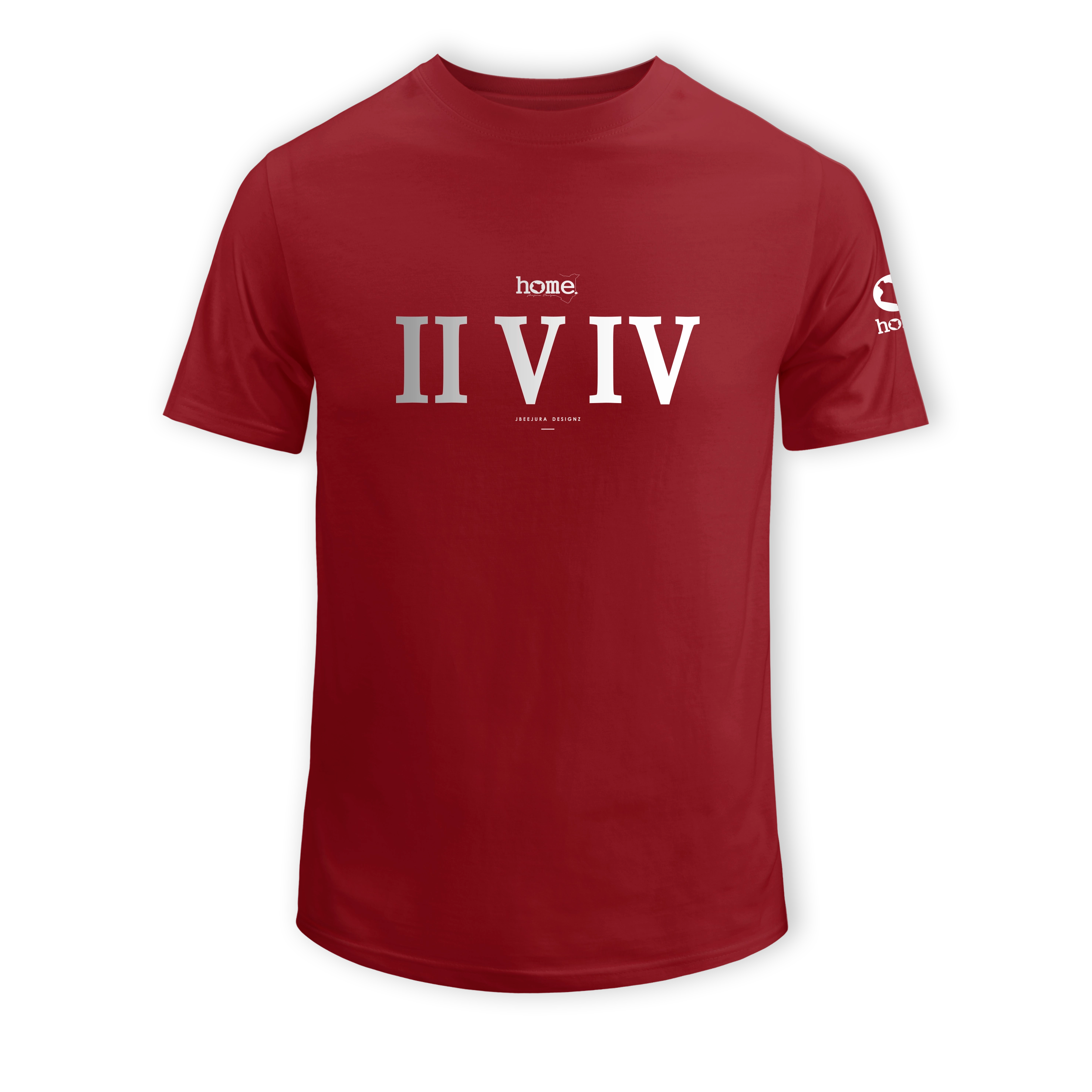 home_254 KIDS SHORT-SLEEVED MAROON RED T-SHIRT WITH A SILVER ROMAN NUMERALS PRINT – COTTON PLUS FABRIC