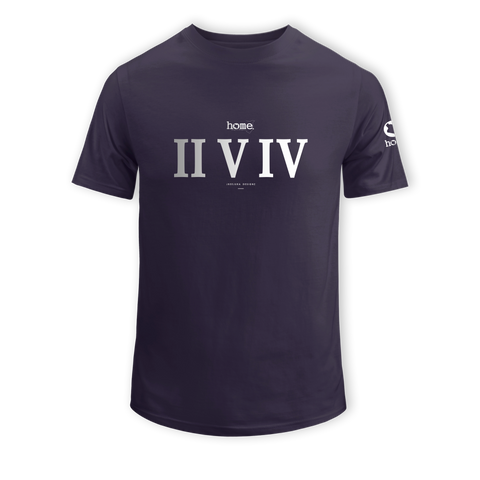 home_254 KIDS SHORT-SLEEVED RICH PURPLE T-SHIRT WITH A SILVER ROMAN NUMERALS  PRINT – COTTON PLUS FABRIC
