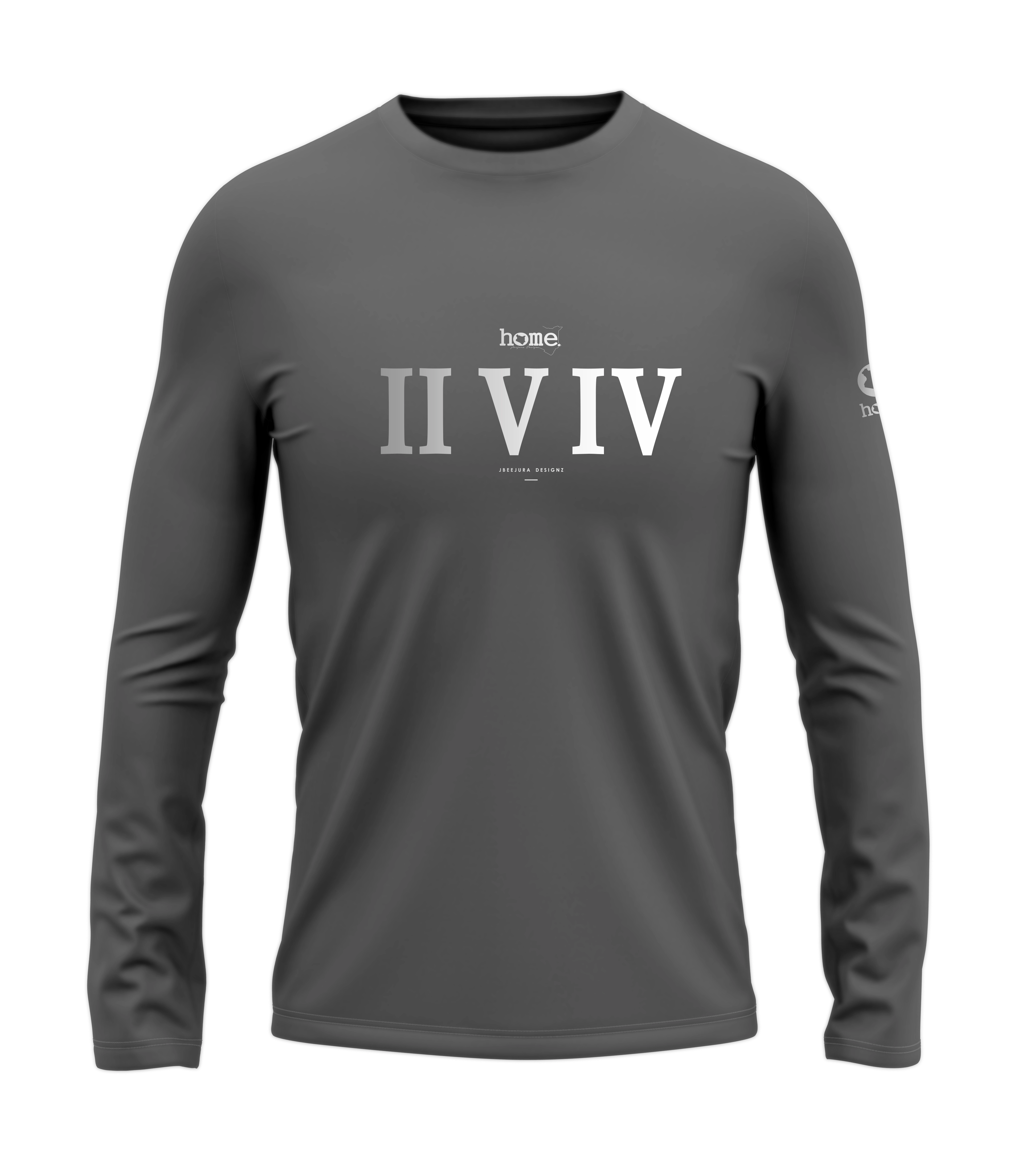 home_254 LONG-SLEEVED SAGE T-SHIRT WITH A SILVER ROMAN NUMERALS PRINT – COTTON PLUS FABRIC