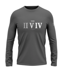 home_254 LONG-SLEEVED SAGE T-SHIRT WITH A SILVER ROMAN NUMERALS PRINT – COTTON PLUS FABRIC