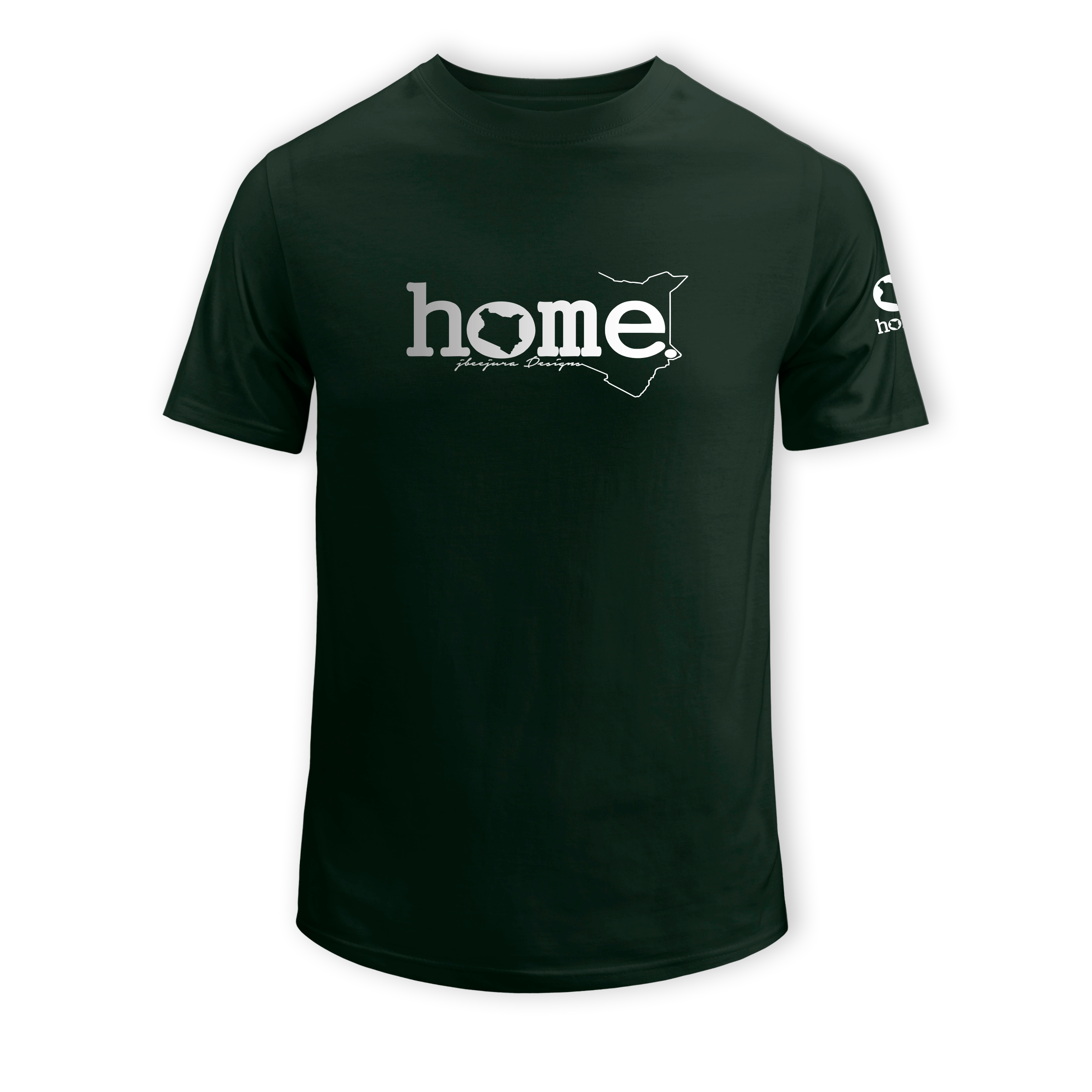 home_254 SHORT-SLEEVED FOREST GREEN T-SHIRT WITH A SILVER CLASSIC WORDS PRINT – COTTON PLUS FABRIC