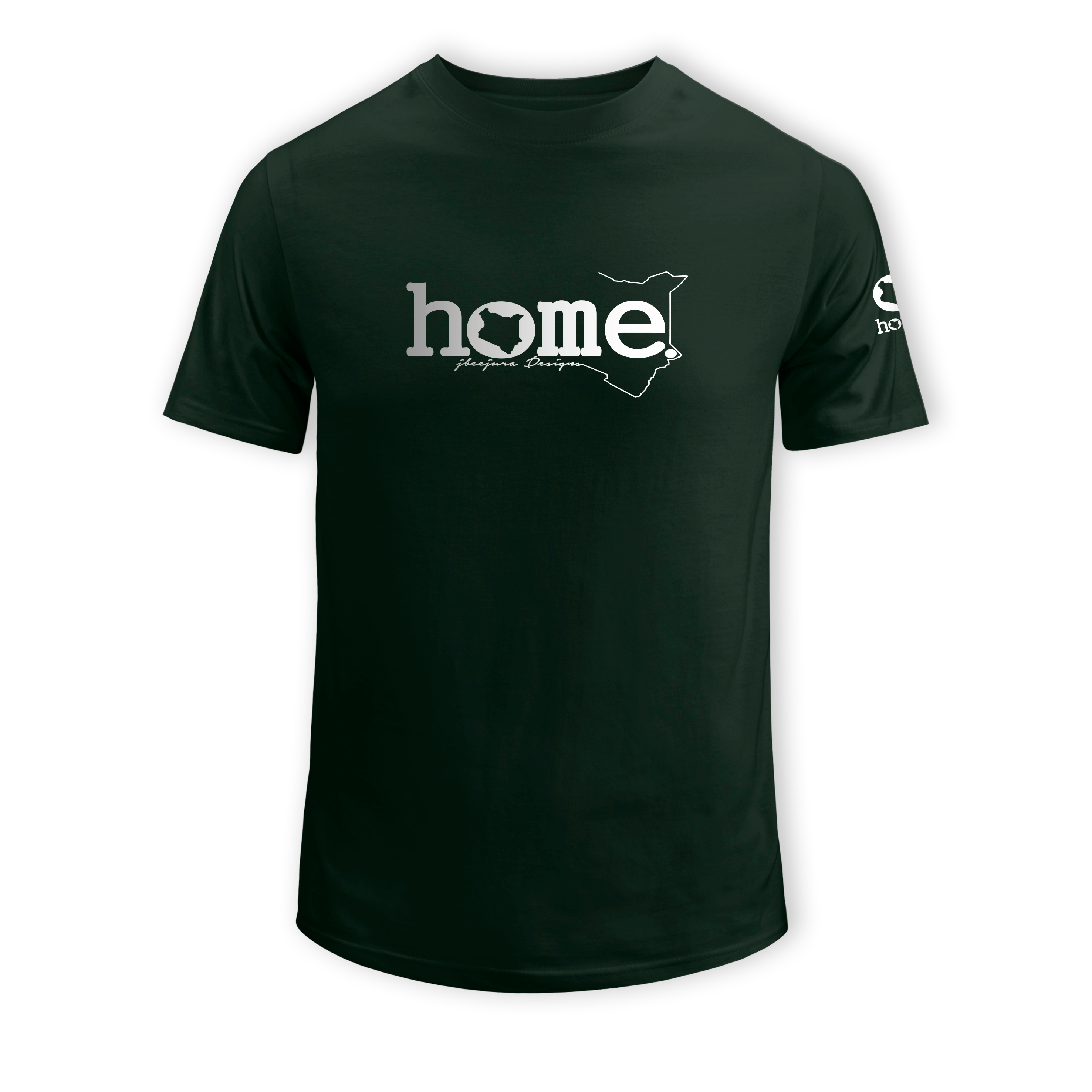 home_254 KIDS SHORT-SLEEVED FOREST GREEN T-SHIRT WITH A SILVER CLASSIC WORDS PRINT – COTTON PLUS FABRIC