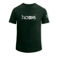 home_254 SHORT-SLEEVED FOREST GREEN T-SHIRT WITH A SILVER CLASSIC WORDS PRINT – COTTON PLUS FABRIC