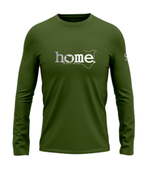 home_254 LONG-SLEEVED JUNGLE GREEN T-SHIRT WITH A SILVER CLASSIC WORDS PRINT – COTTON PLUS FABRIC
