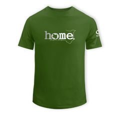 home_254 SHORT-SLEEVED JUNGLE GREEN T-SHIRT WITH A SILVER CLASSIC WORDS PRINT – COTTON PLUS FABRIC
