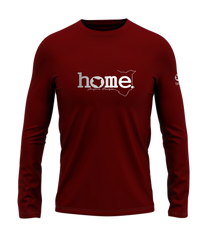 home_254 LONG-SLEEVED MAROON RED T-SHIRT WITH A SILVER CLASSIC WORDS PRINT – COTTON PLUS FABRIC