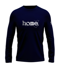 home_254 LONG-SLEEVED NAVY BLUE T-SHIRT WITH A SILVER CLASSIC WORDS PRINT – COTTON PLUS FABRIC