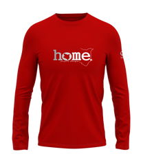 home_254 LONG-SLEEVED RED T-SHIRT WITH A SILVER CLASSIC WORDS PRINT – COTTON PLUS FABRIC