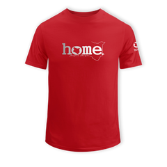 home_254 SHORT-SLEEVED RED T-SHIRT WITH A SILVER CLASSIC WORDS PRINT – COTTON PLUS FABRIC