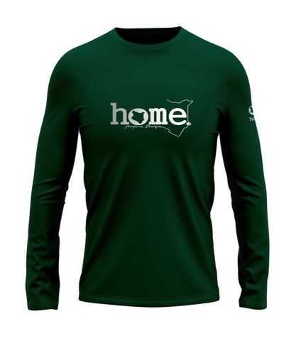home_254 LONG-SLEEVED RICH GREEN T-SHIRT WITH A SILVER CLASSIC WORDS PRINT – COTTON PLUS FABRIC
