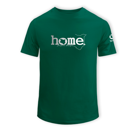 home_254 SHORT-SLEEVED RICH GREEN T-SHIRT WITH A SILVER CLASSIC WORDS PRINT – COTTON PLUS FABRIC