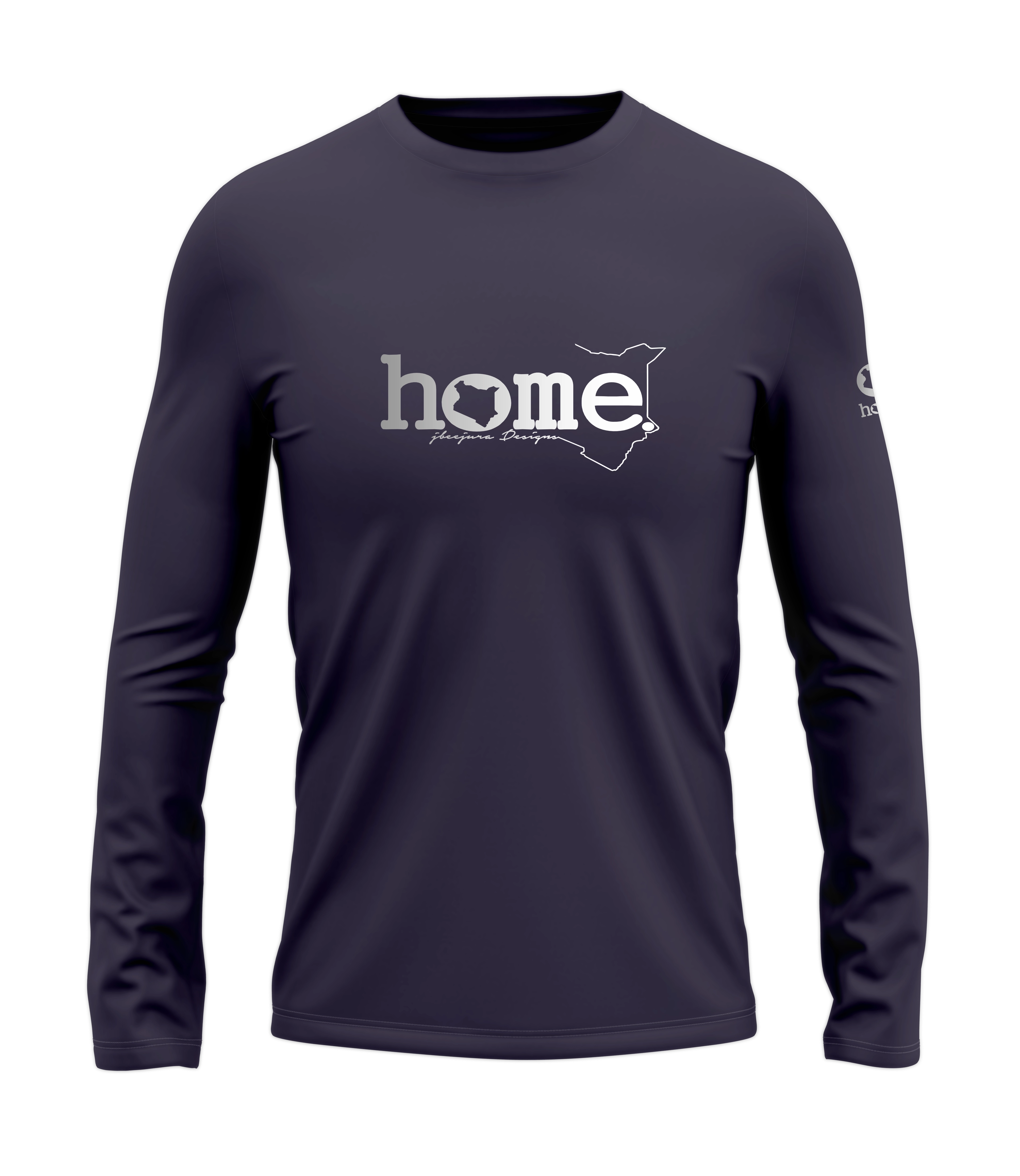 home_254 LONG-SLEEVED RICH PURPLE T-SHIRT WITH A SILVER CLASSIC WORDS PRINT – COTTON PLUS FABRIC