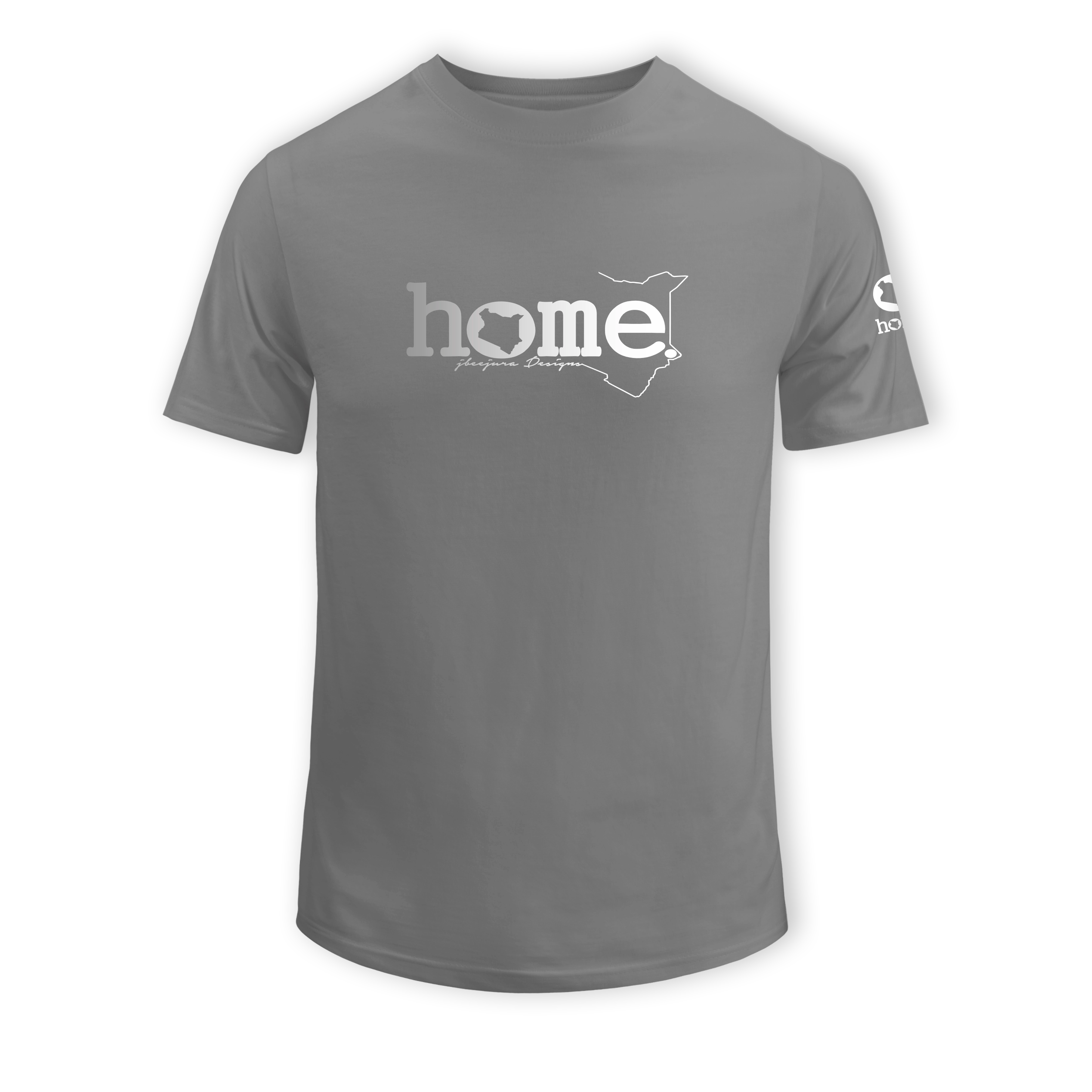 home_254 SHORT-SLEEVED SAGE T-SHIRT WITH A SILVER CLASSIC WORDS PRINT – COTTON PLUS FABRIC