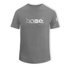 home_254 SHORT-SLEEVED SAGE T-SHIRT WITH A SILVER CLASSIC WORDS PRINT – COTTON PLUS FABRIC