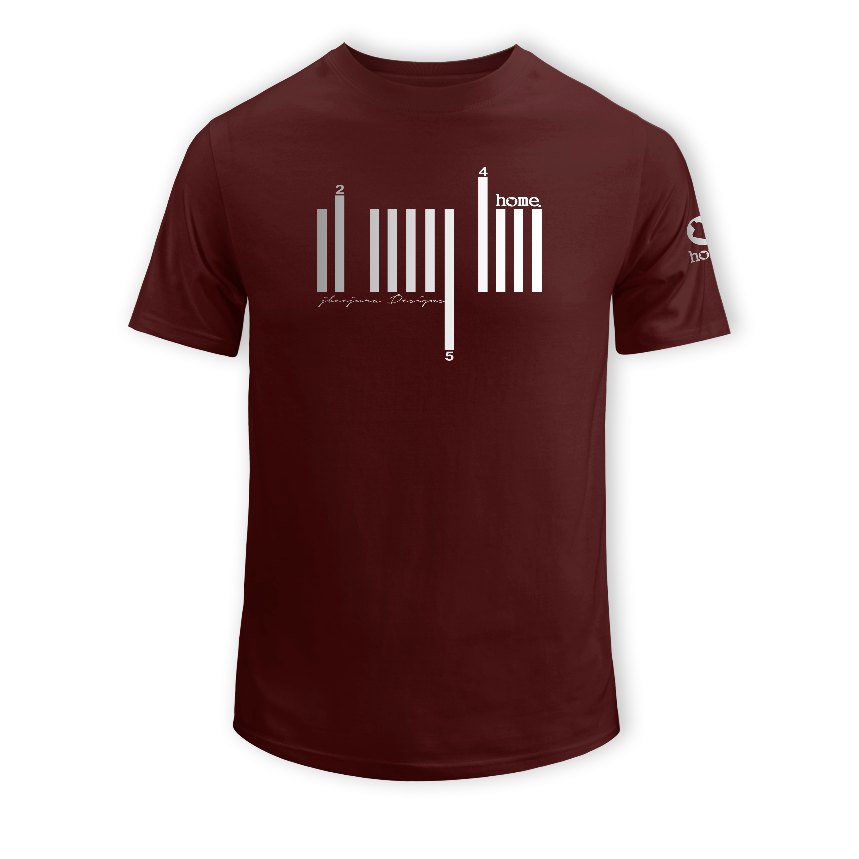 home_254 SHORT-SLEEVED MAROON T-SHIRT WITH A SILVER BARS PRINT – COTTON PLUS FABRIC