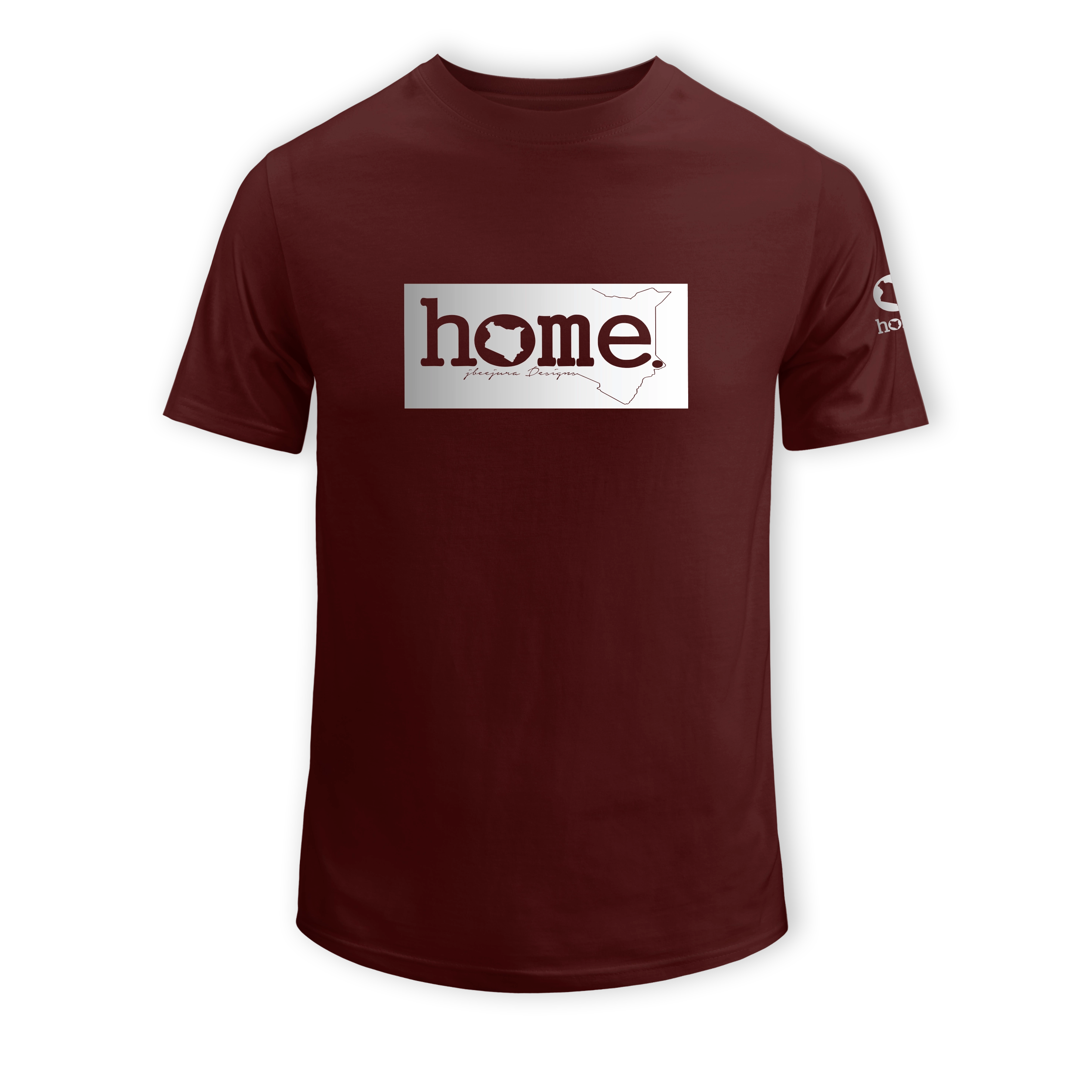 home_254 SHORT-SLEEVED MAROON T-SHIRT WITH A SILVER CLASSIC PRINT – COTTON PLUS FABRIC