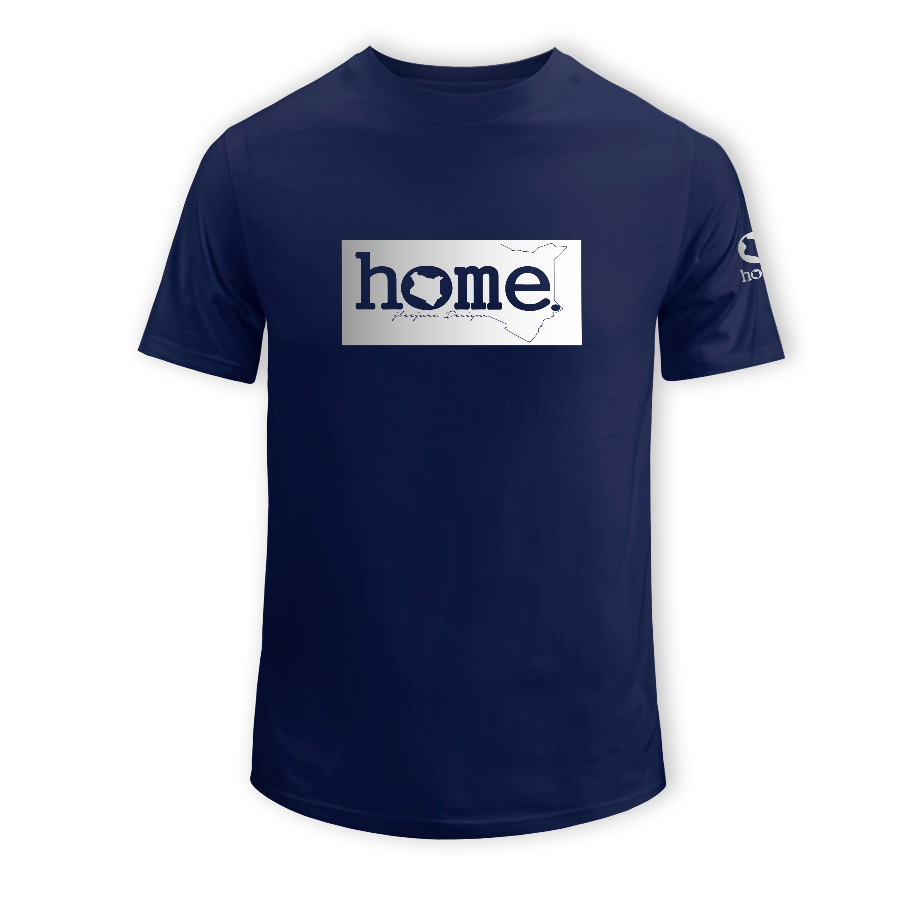 home_254 SHORT-SLEEVED NAVY BLUE T-SHIRT WITH A SILVER CLASSIC PRINT – COTTON PLUS FABRIC