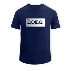 home_254 SHORT-SLEEVED NAVY BLUE T-SHIRT WITH A SILVER CLASSIC PRINT – COTTON PLUS FABRIC
