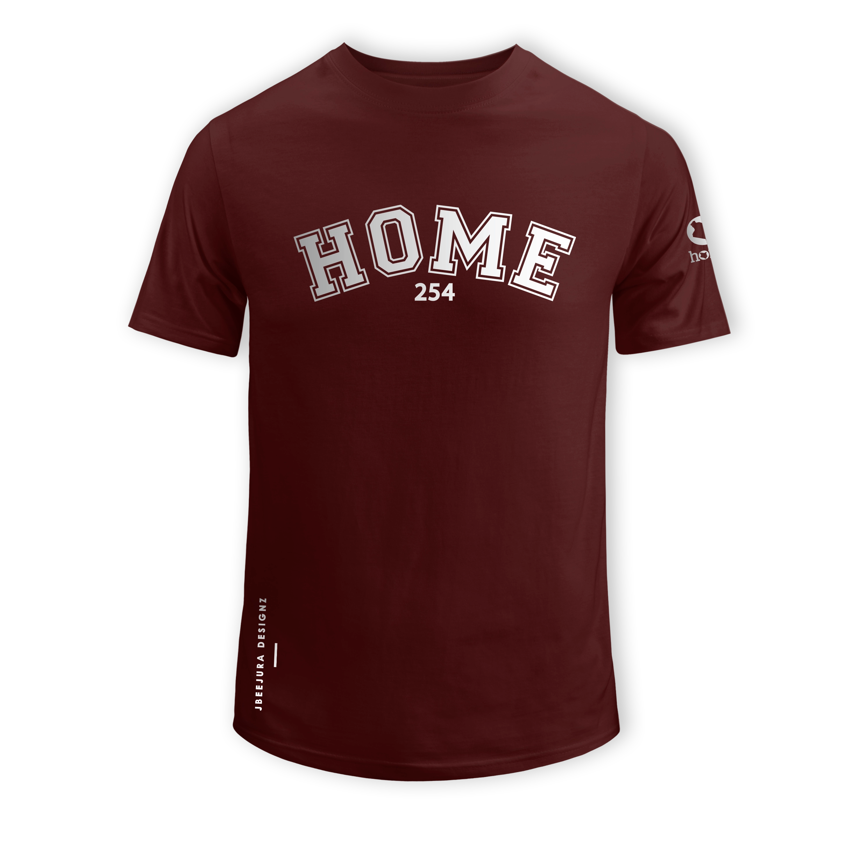 : home_254 SHORT-SLEEVED MAROON T-SHIRT WITH A SILVER COLLEGE PRINT – COTTON PLUS FABRIC