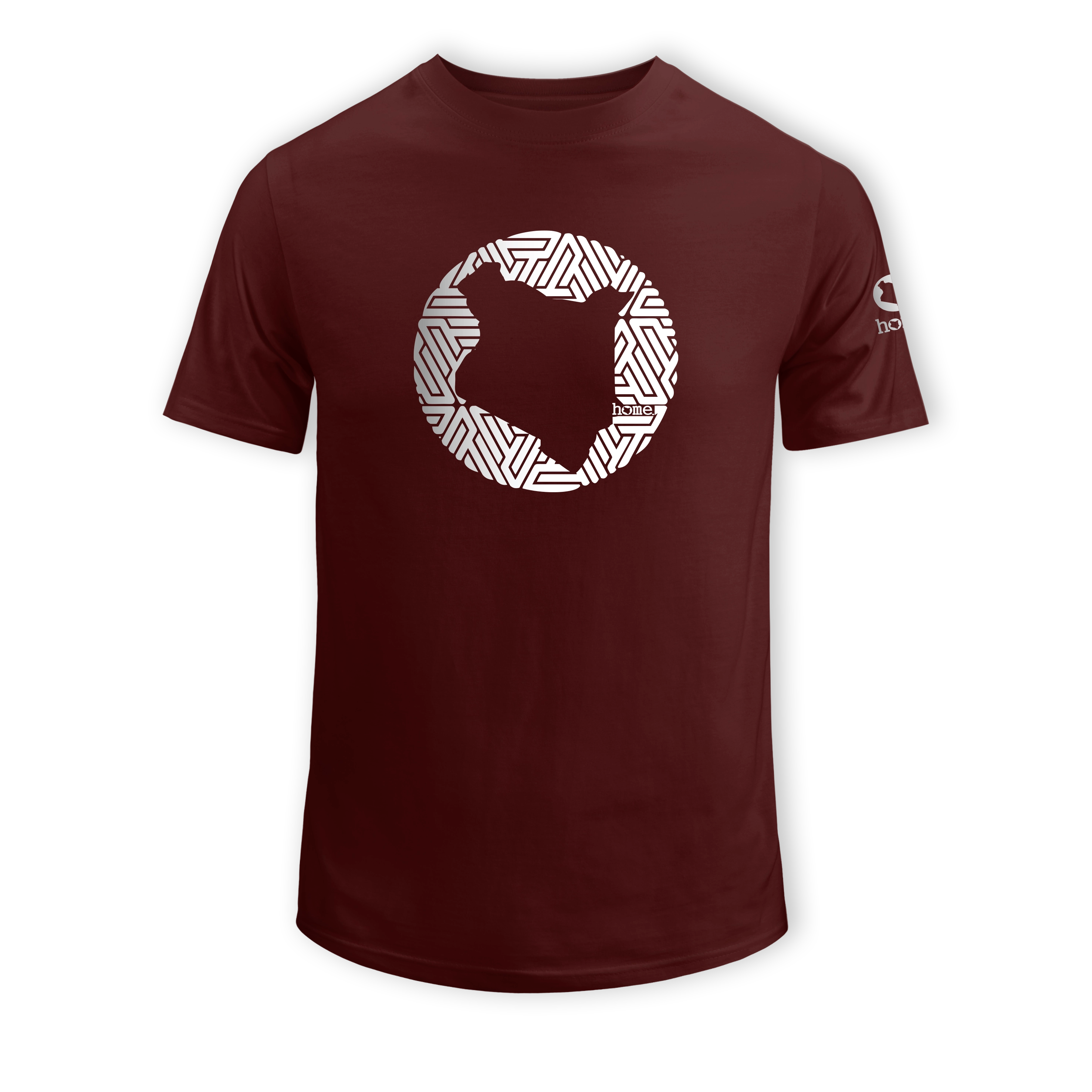 home_254 SHORT-SLEEVED MAROON T-SHIRT WITH A SILVER MAP PRINT – COTTON PLUS FABRIC