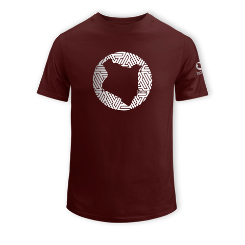 home_254 KIDS SHORT-SLEEVED MAROON T-SHIRT WITH A SILVER  MAP PRINT – COTTON PLUS FABRIC