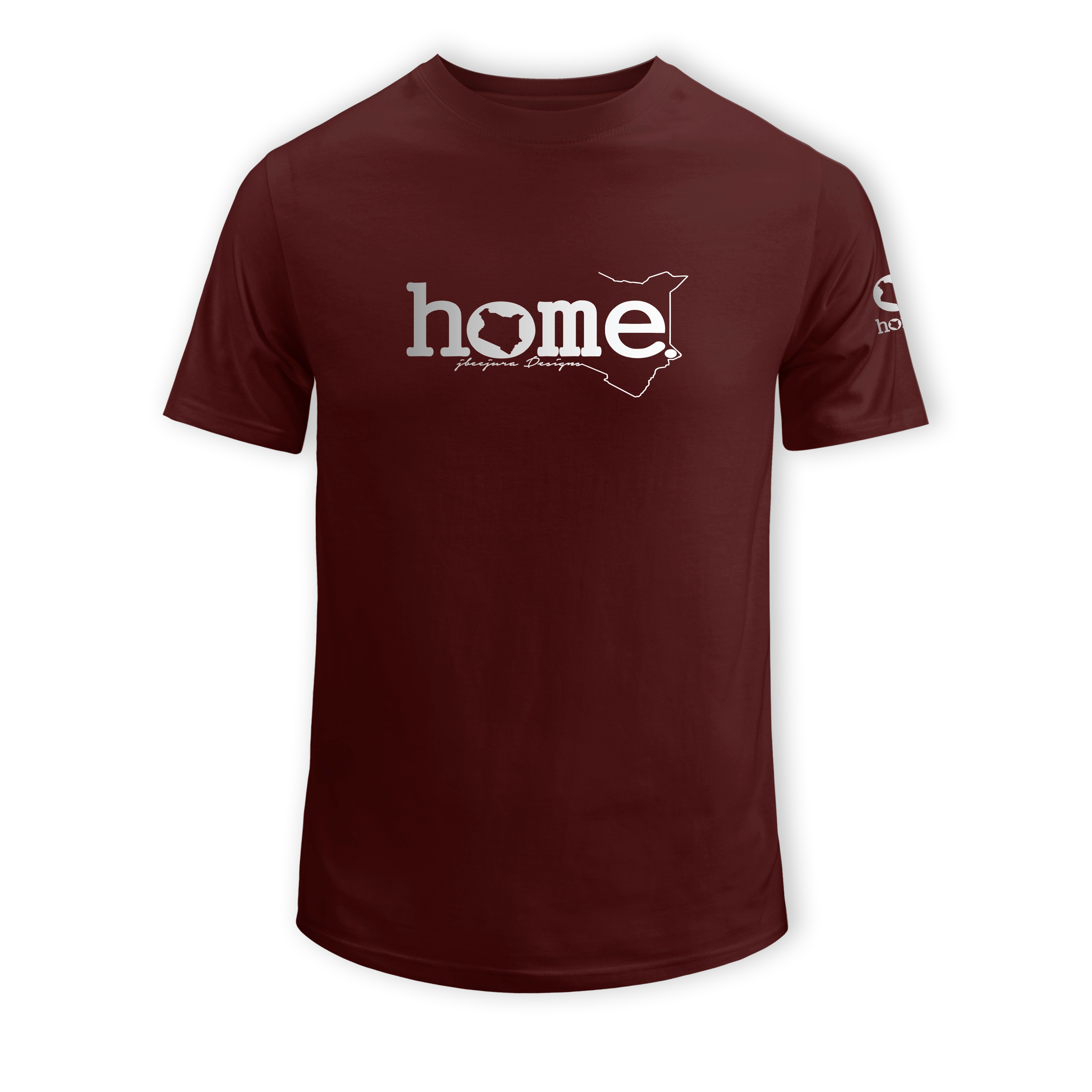 home_254 KIDS SHORT-SLEEVED MAROON T-SHIRT WITH A SILVER CLASSIC WORDS PRINT – COTTON PLUS FABRIC