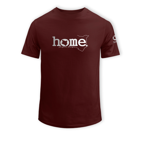 home_254 KIDS SHORT-SLEEVED MAROON T-SHIRT WITH A SILVER CLASSIC WORDS PRINT – COTTON PLUS FABRIC