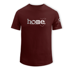 home_254 SHORT-SLEEVED MAROON T-SHIRT WITH A SILVER CLASSIC WORDS PRINT – COTTON PLUS FABRIC