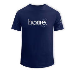 home_254 SHORT-SLEEVED NAVY BLUE T-SHIRT WITH A SILVER CLASSIC WORDS PRINT – COTTON PLUS FABRIC