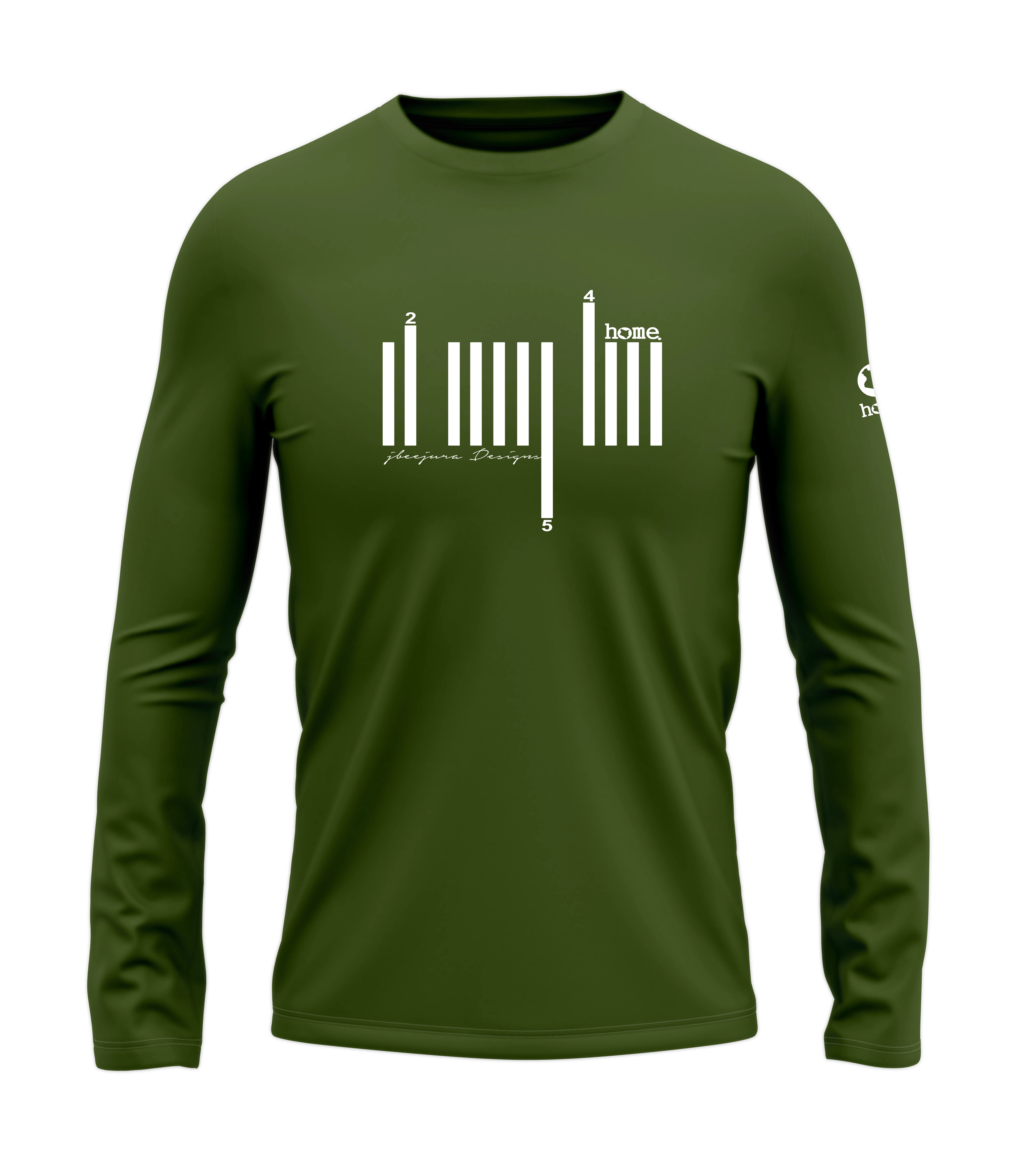 home_254 LONG-SLEEVED JUNGLE GREEN T-SHIRT WITH A WHITE BARS PRINT – COTTON PLUS FABRIC