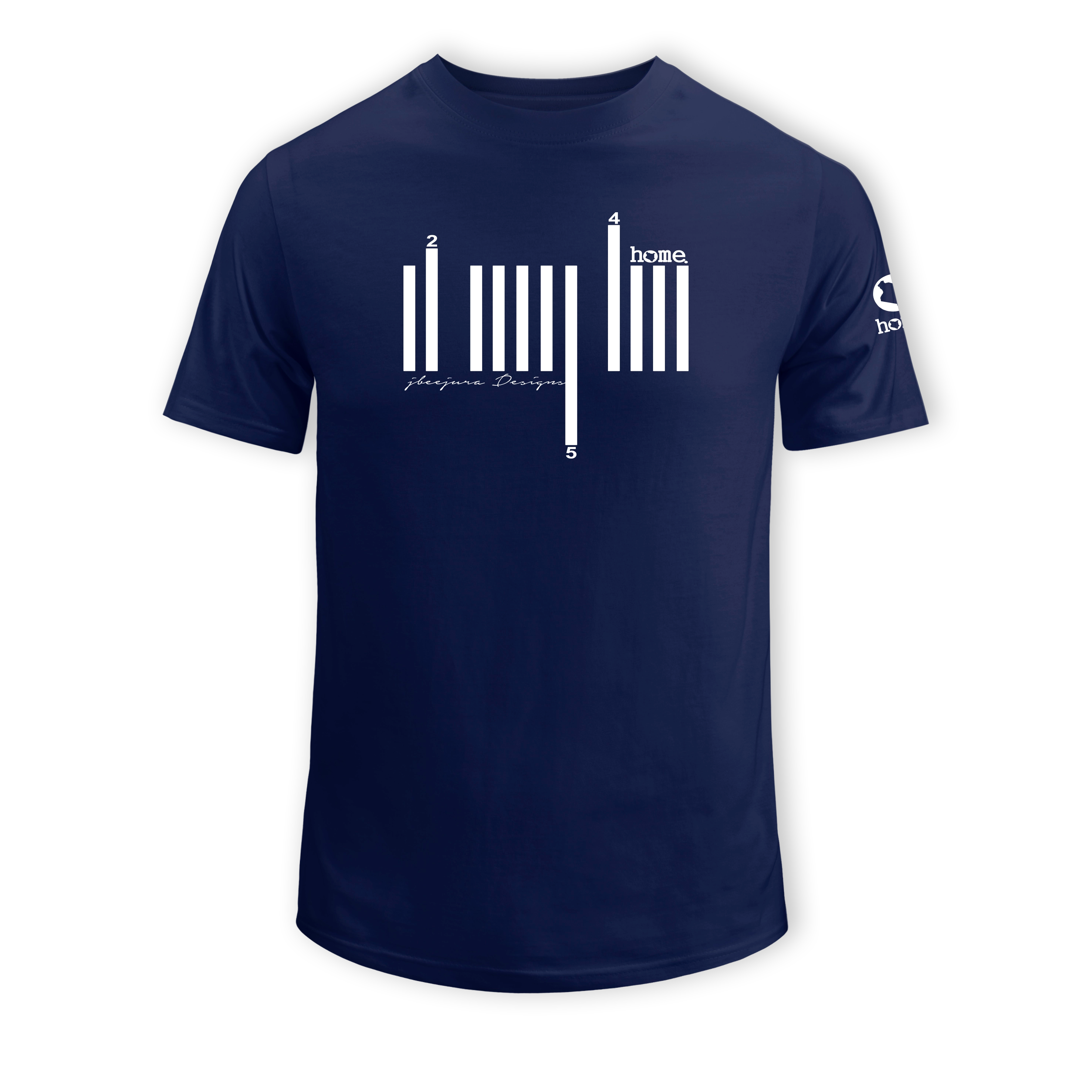 home_254 SHORT-SLEEVED NAVY BLUE T-SHIRT WITH A WHITE BARS PRINT – COTTON PLUS FABRIC